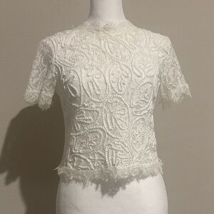 Elegant Lace Women Top - White